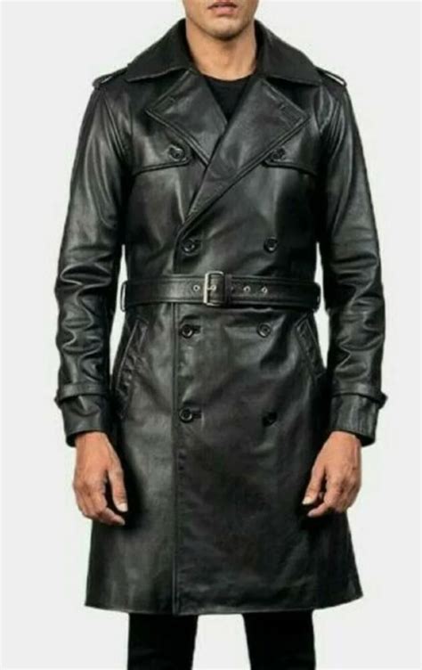 burberry trench da uomo maniche pelle|Trench lungo smanicato in pelle (Nero) .